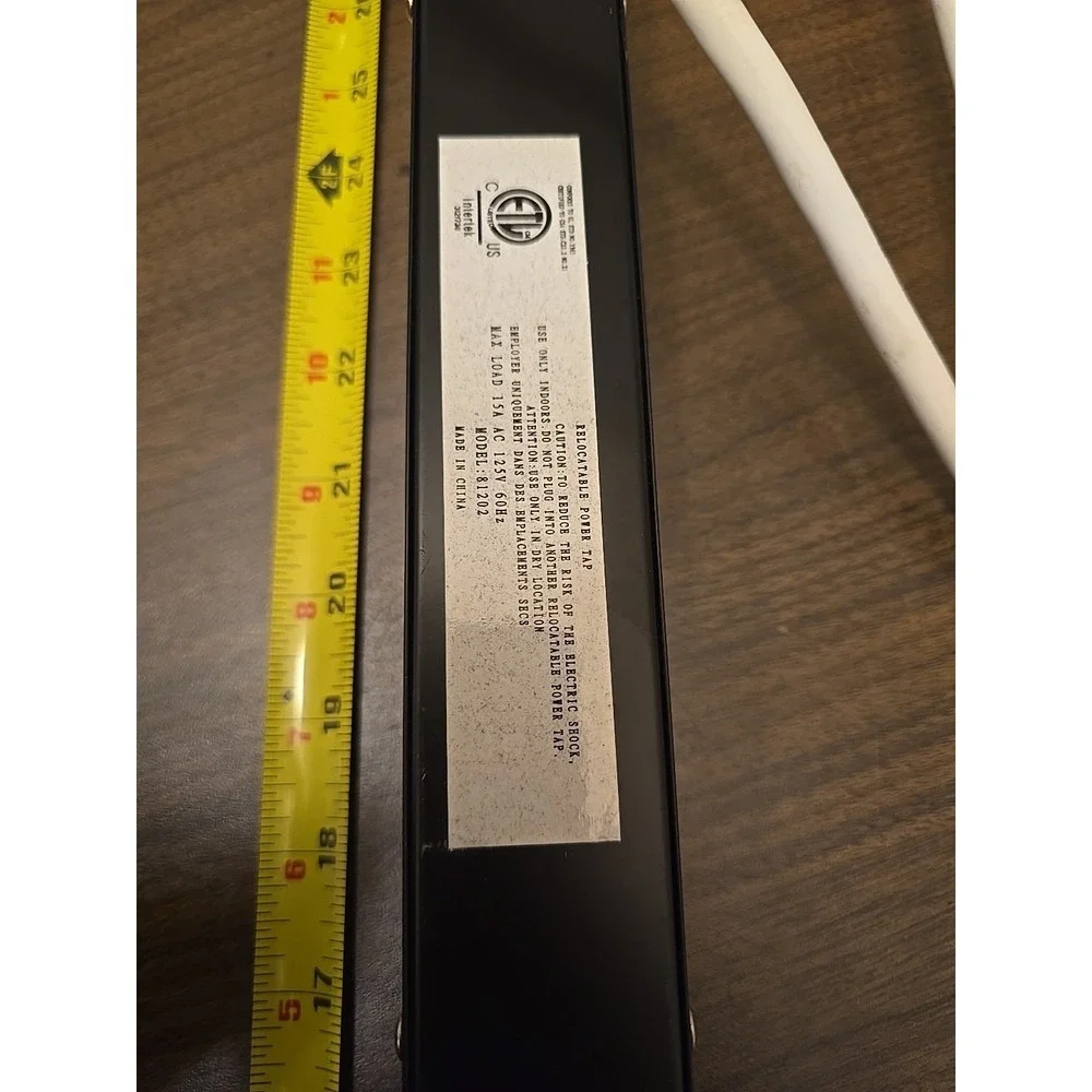 12 Outlet Power Strip 12ft Cord- 12in Black Rack Mountable Surge Protector